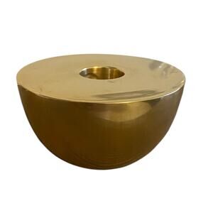 Crate and Barrel Orb Mid Century Modern Solid Brass Candlestick Holder